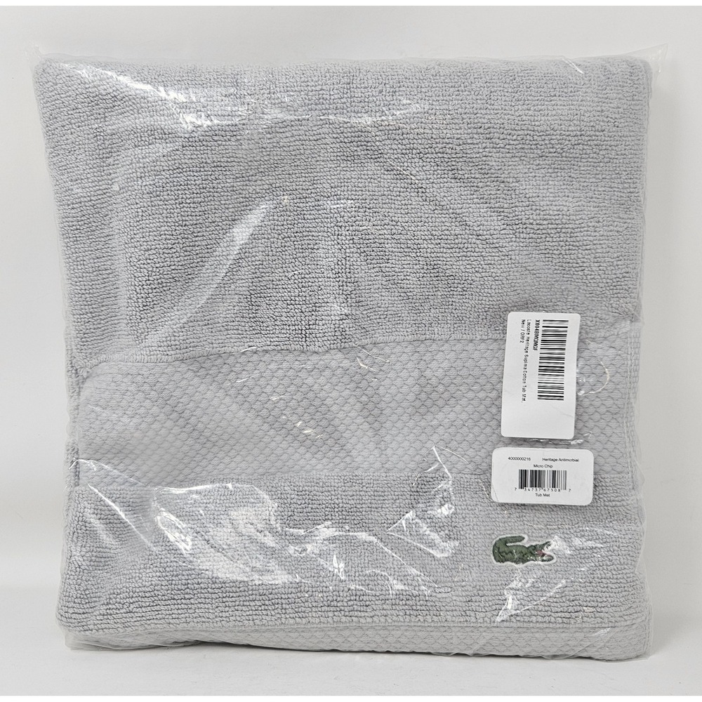 Lacoste Heritage 100% Supima Cotton Tub Mat, Microchip (Gray),‎ 21" X 31", NEW!